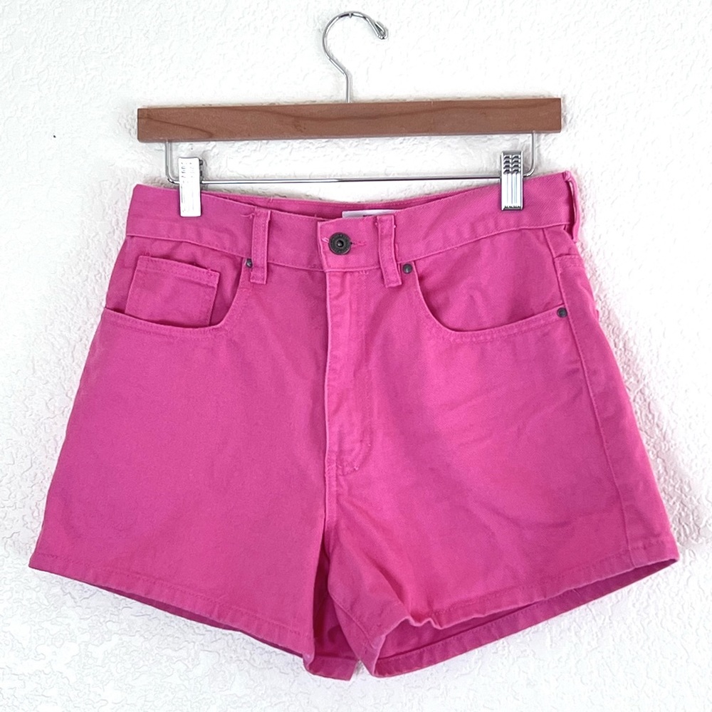 Cotton On | Pink rigid denim high rise A line jean shorts size 4